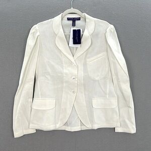 Ralph Lauren Collection- NWT women’s Linen/ cotton blend Ivory Blazer‎ jacket 10